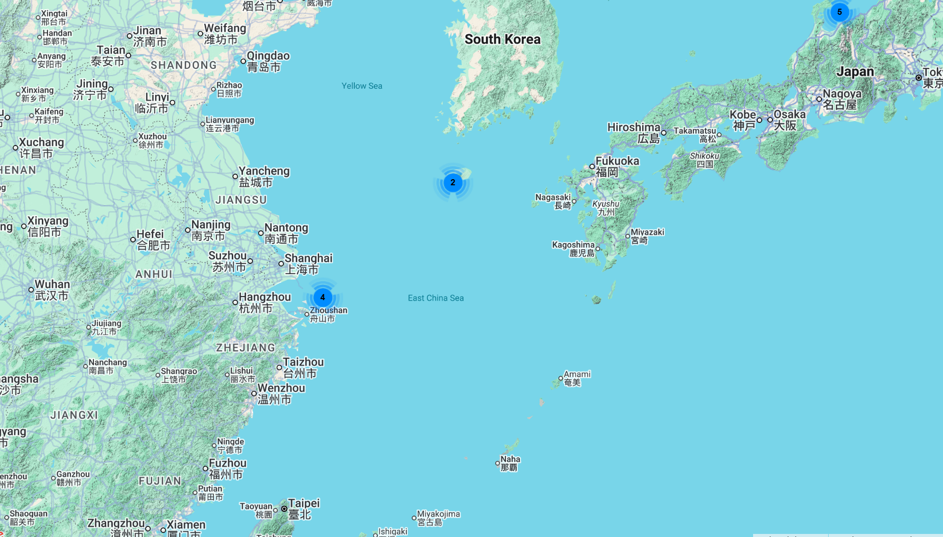 Map of partner organizations across the Seas of East Asia